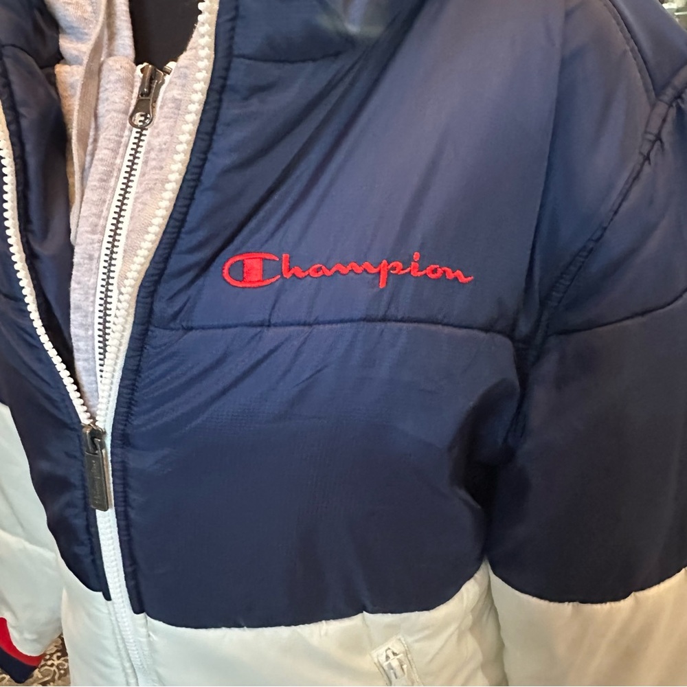 Champion Women's Stadium Hooded Puffer Jacket/Colorblock/Size: Small - Picture 4 of 11